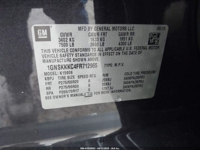 1GNSKKKC4FR712965 Chevrolet Suburban 1500 Ltz
