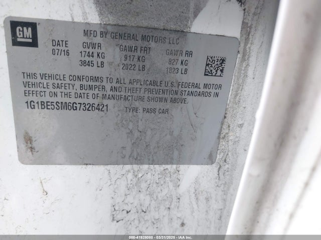 Chevrolet Cruze Lt Auto 2016 1G1BE5SM6G7326421 Image 9