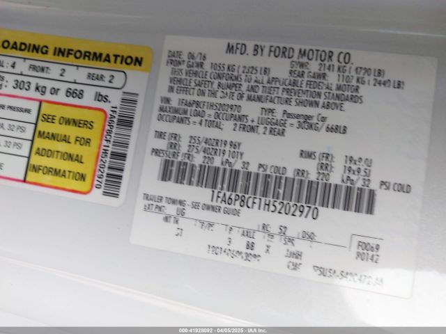 1FA6P8CF1H5202970 Ford Mustang Gt Premium
