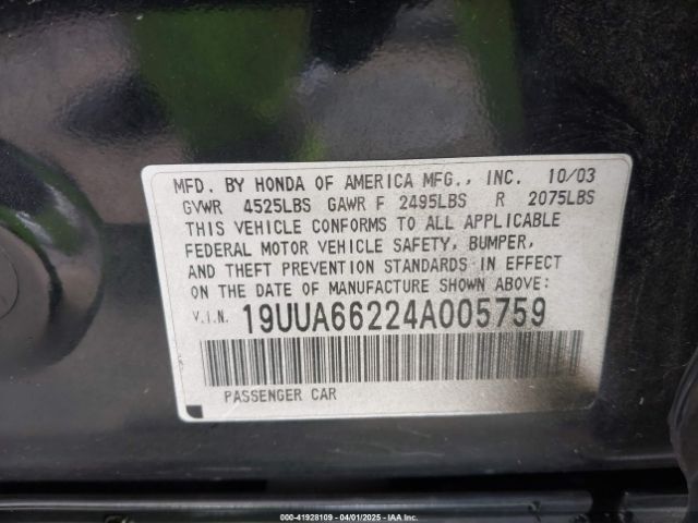 2004 ACURA TL 19UUA66224A005759 Photo 8