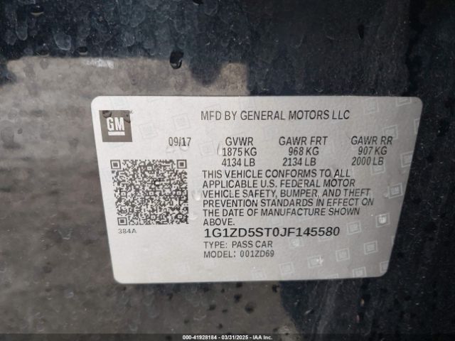 1G1ZD5ST0JF145580 Chevrolet MALIBU LT