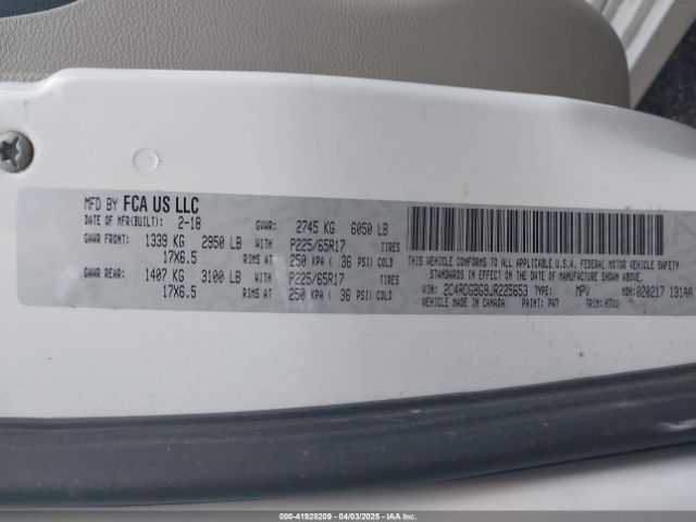 2018 DODGE GRAND CARAVAN 2C4RDGBG9JR225653 Photo 8