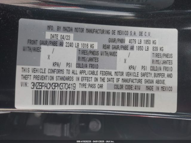 3MZBPACM3PM370419 Mazda MAZDA3