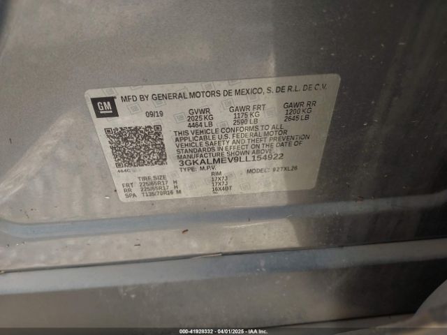 3GKALMEV9LL154922 GMC Terrain Fwd Sle