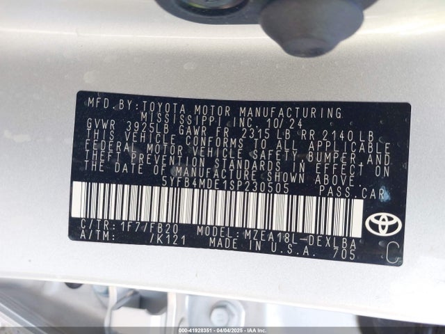 5YFB4MDE1SP230505 Toyota Corolla