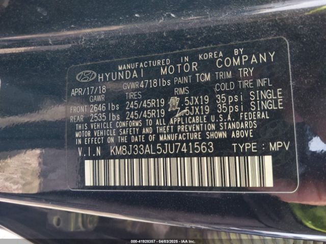 2018 HYUNDAI TUCSON KM8J33AL5JU741563 Photo 8
