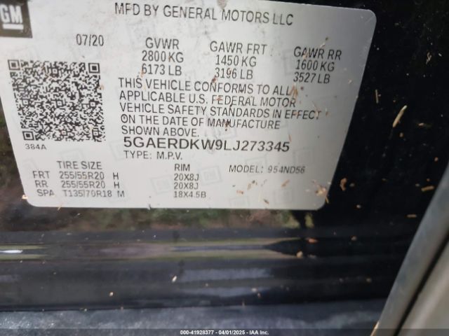 2020 BUICK ENCLAVE 5GAERDKW9LJ273345 Photo 8