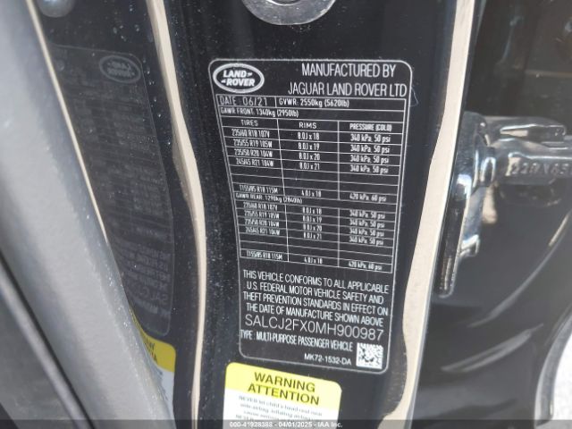 SALCJ2FX0MH900987 Land Rover aj20p