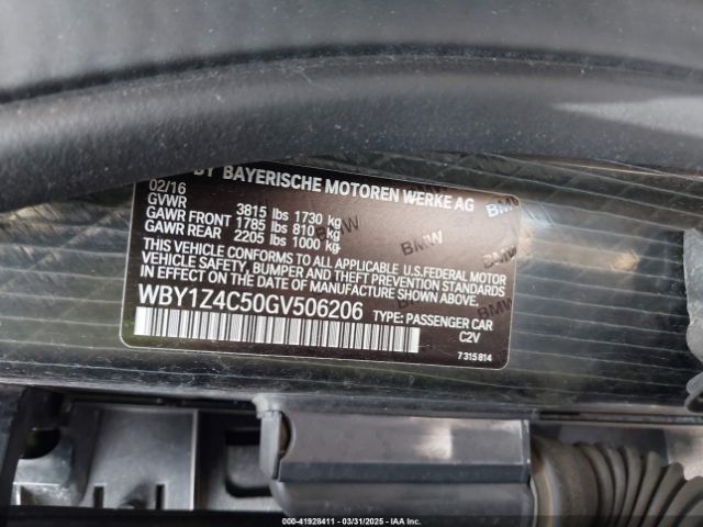 WBY1Z4C50GV506206 BMW I3 Base W/range Extender