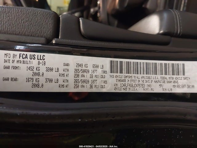 1C4RJFAG6JC475753 Jeep Grand Cherokee Altitude 4x4