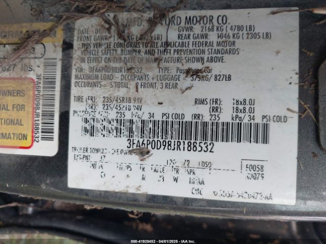 3FA6P0D98JR188532 Ford Fusion Titanium