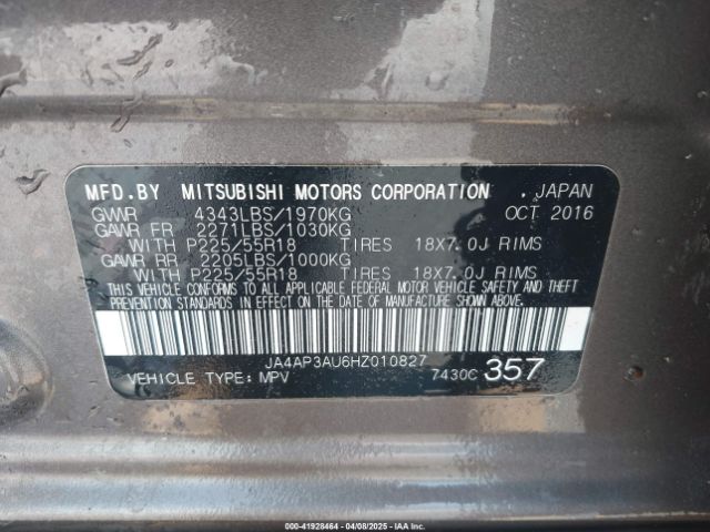 2017 MITSUBISHI OUTLANDER SPORT JA4AP3AU6HZ010827 Photo 8