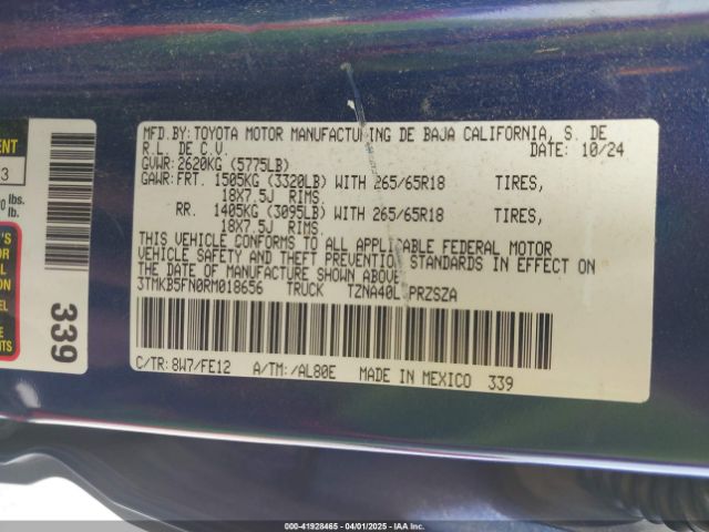 3TMKB5FN0RM018656 Toyota Tacoma Trd Sport 2wd