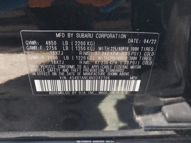 4S4BTANC4N3242106 Subaru Outback Limited