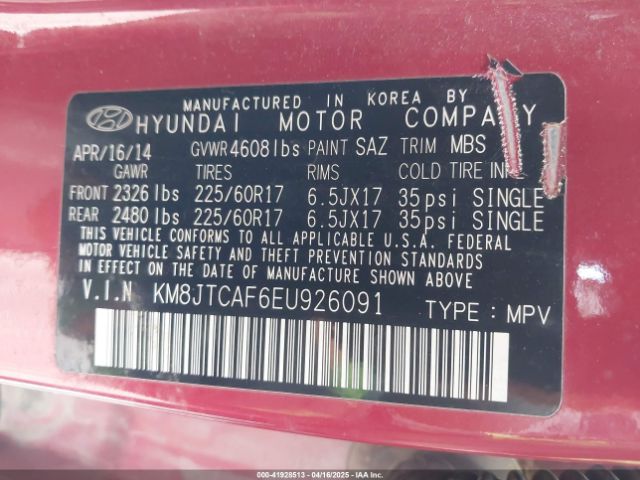 KM8JTCAF6EU926091 Hyundai TUCSON GLS