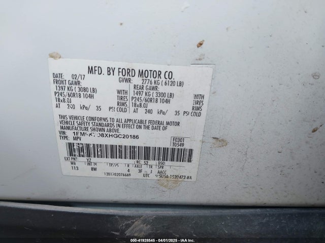 1FM5K7D8XHGC20186 Ford EXPLORER XLT