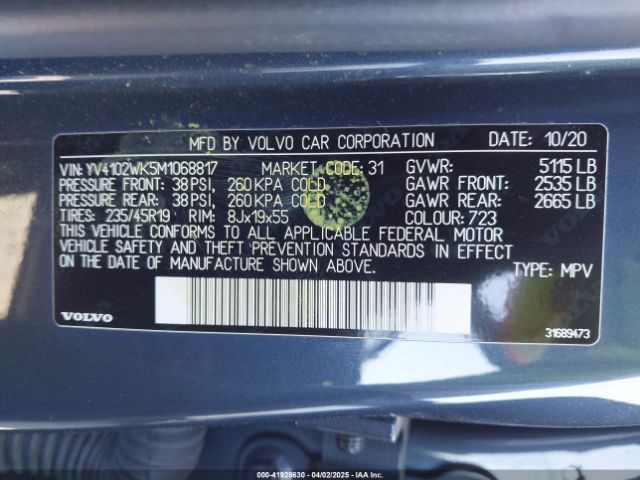 YV4102WK5M1068817 Volvo V60 Cross Country T5