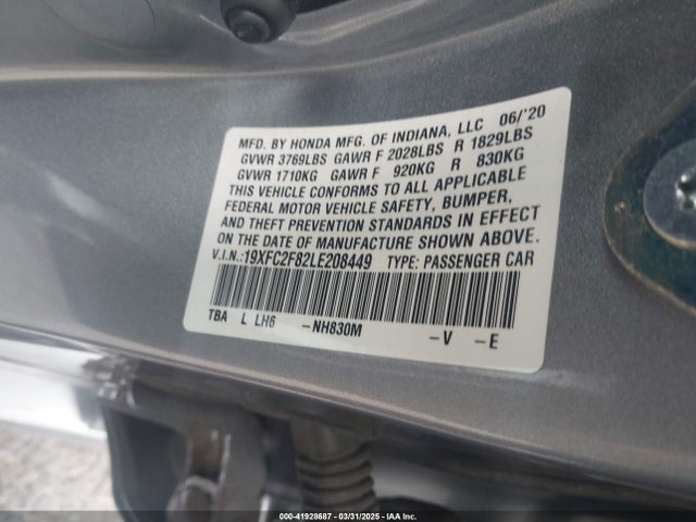 19XFC2F82LE208449 Honda Civic Sport