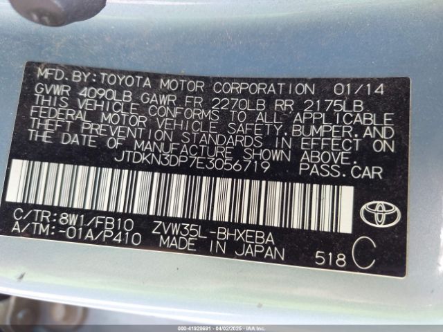 JTDKN3DP7E3056719 Toyota PRIUS PLUG-IN