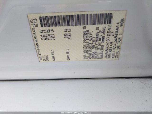 1N4AA6AP2HC370642 Nissan Maxima 3.5 Sr