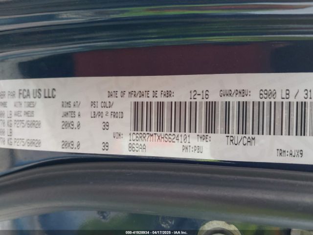 1C6RR7MTXHS624101 RAM 1500 Sport