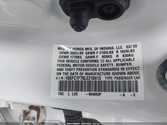 19XFC1F70LE210413 Honda Civic Ex-l