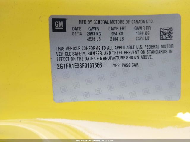 2G1FA1E33F9137666 Chevrolet Camaro 1ls