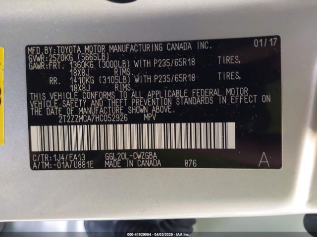 2T2ZZMCA7HC052926 Lexus RX 350