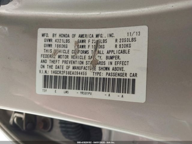 1HGCR2F58EA094455 Honda Accord Sport