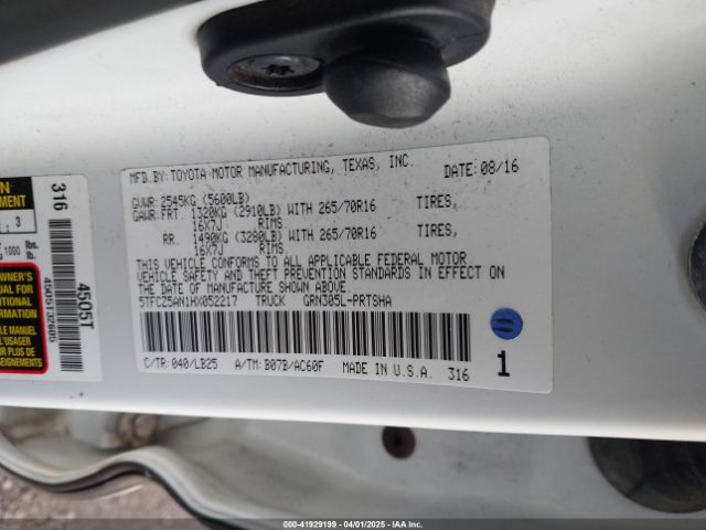 5TFCZ5AN1HX052217 Toyota 2gr-fks