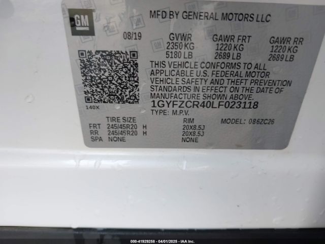 1GYFZCR40LF023118 Cadillac Xt4 Fwd Premium Luxury
