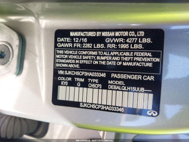 SJKCH5CP3HA033346 Infiniti Qx30 Luxury