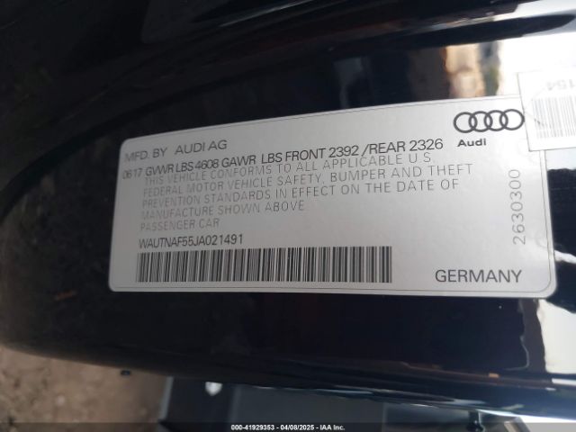 WAUTNAF55JA021491 Audi A5 2.0t Premium