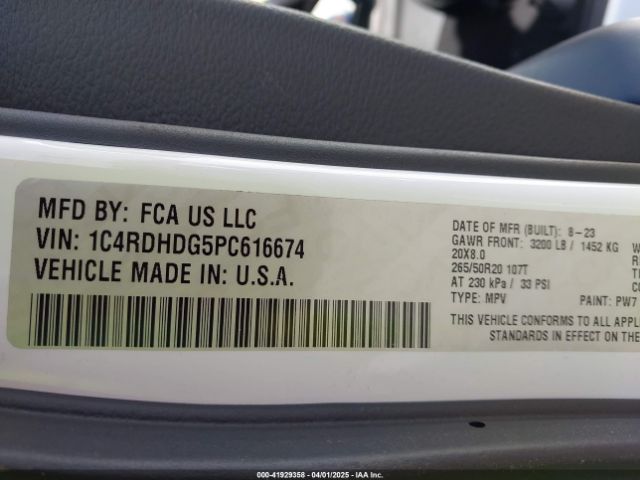 1C4RDHDG5PC616674 Dodge Durango Gt Plus Rwd