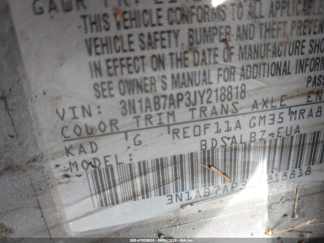 3N1AB7AP3JY218818 Nissan SENTRA S
