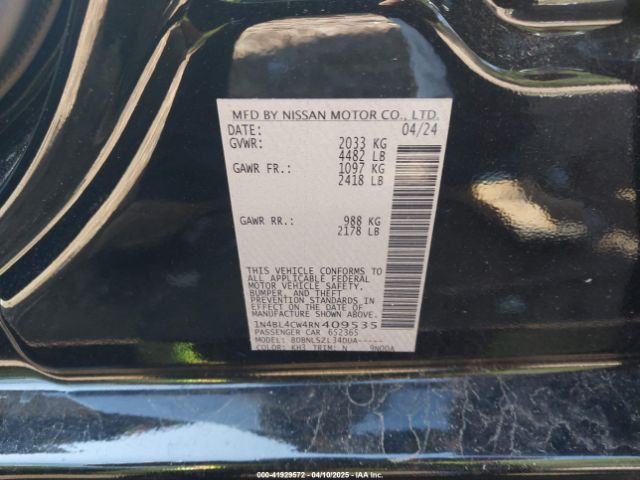 1N4BL4CW4RN409535 Nissan Altima Sr Intelligent Awd