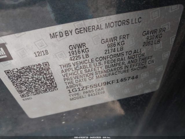 1G1ZF5SU9KF145744 Chevrolet MALIBU HYBRID