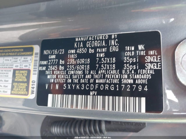 5XYK3CDF0RG172794 KIA Sportage Ex