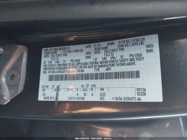 1FMCU9GX1GUB67636 Ford ESCAPE SE