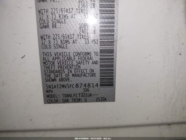 Nissan ROGUE S 2015 5N1AT2MV5FC874814 Image 9