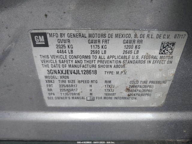3GNAXJEV4JL128618 Chevrolet EQUINOX LT