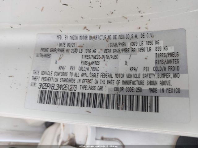 3MZBPABL3MM251273 Mazda Mazda3 Select