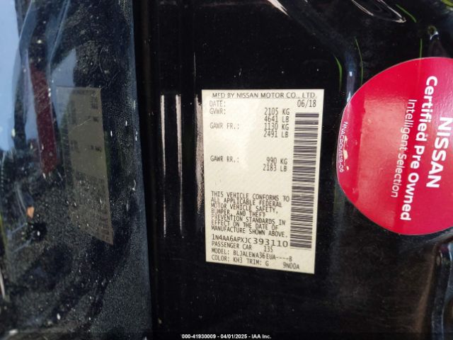 1N4AA6APXJC393110 Nissan Maxima 3.5 Sl