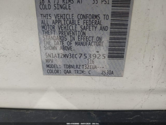 5N1AT2MV3EC753925 Nissan Rogue Sl