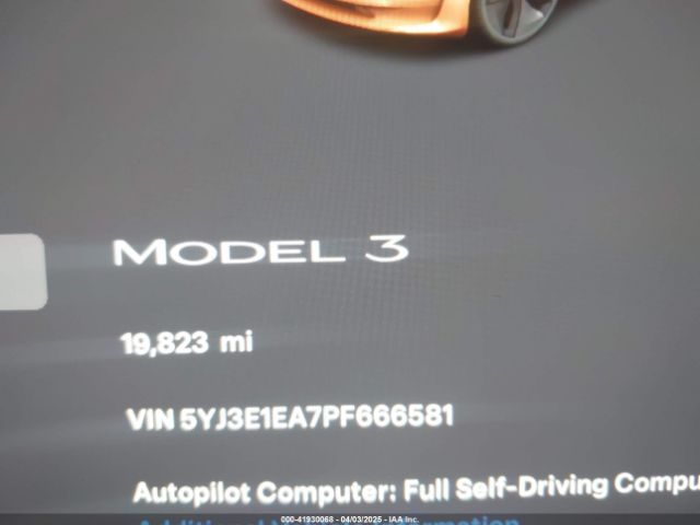 5YJ3E1EA7PF666581 Tesla Model 3 Rear-wheel Drive