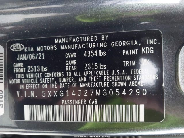 5XXG14J27MG054290 KIA K5 LXS