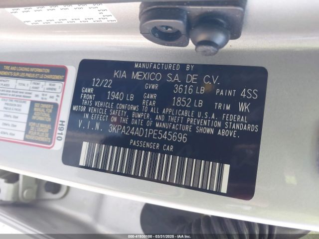 3KPA24AD1PE545696 KIA RIO S
