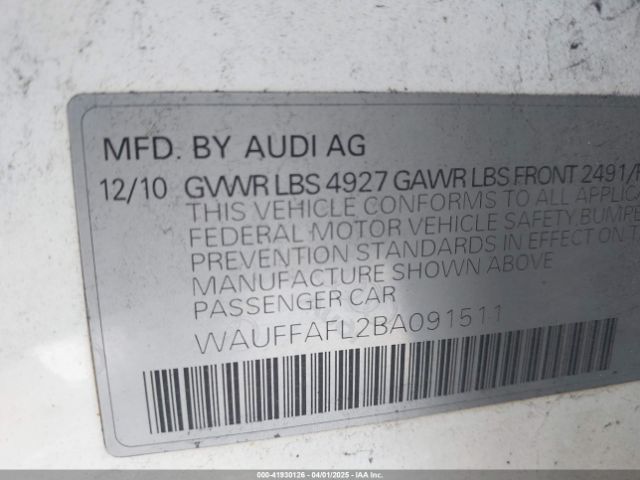 2011 AUDI A4 WAUFFAFL2BA091511 Photo 8