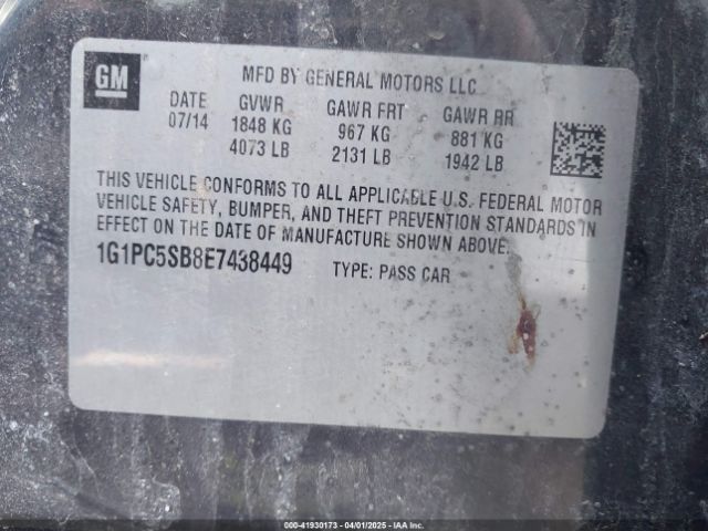 1G1PC5SB8E7438449 Chevrolet Cruze 1lt Auto
