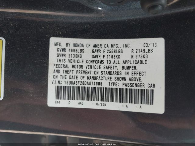 2013 ACURA TL 19UUA8F26DA014086 Photo 8